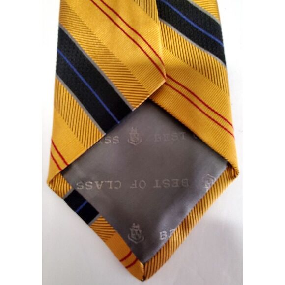 Robert Talbott Necktie Best of Class USA 100% Silk Gold/Blk/Burg Diagonal Stripe - Picture 8 of 11